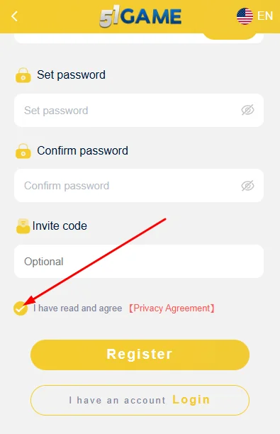 Tick the privacy agreement